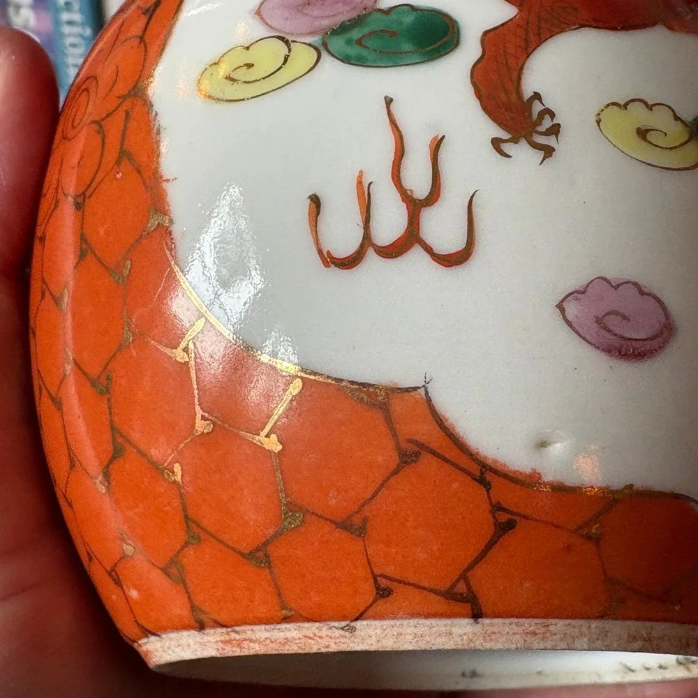 Chinese Dragon‎ and Phoenix Porcelain Vase Famille Style Enamel Decor